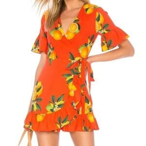 Privacy Please May Mini Dress Ruffle Orange Citrus Women's Size XL Linen